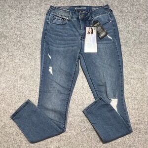 NWT Soundstyle Jamie Ankle Skinny Jeans Medium Wash Distressed Blue Denim Size 6
